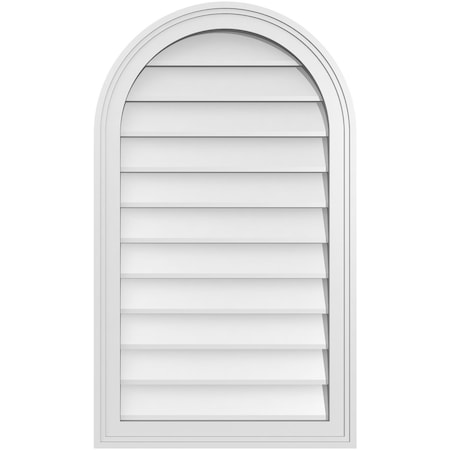 Ekena Millwork Round Top Surface Mount PVC Gable Vent w/ 2"W x 1-1/2"P Brickmould Frame, 20"W x 34"H GVPRT20X3402SN